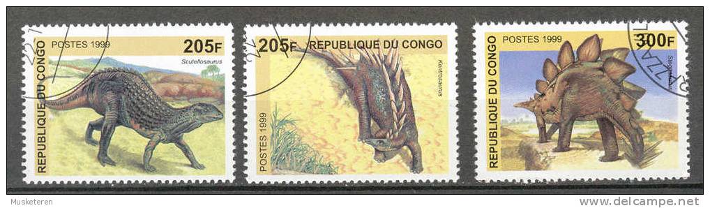 Congo Brazzaville 1999 Mi. 1671-73 Prehistoric Animals Prähistorische Tiere - Gebraucht