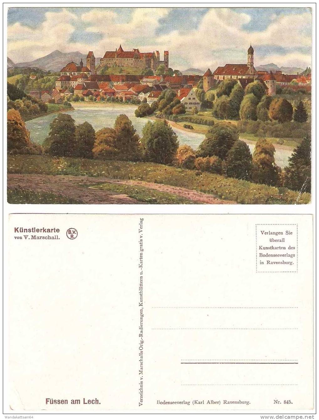 AK Füssen Am Lech Künstlerkarte Von V. Marschall Vom Bodenseeverlag (Karl Alber) Ravensburg Nr. 845 - Füssen