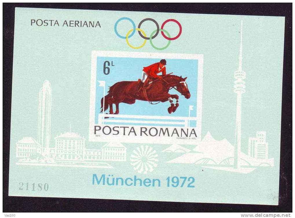 Romania 1972 München,Horseman,MNH IMP.SS,Bl.94,CV=$160 - Nuevos