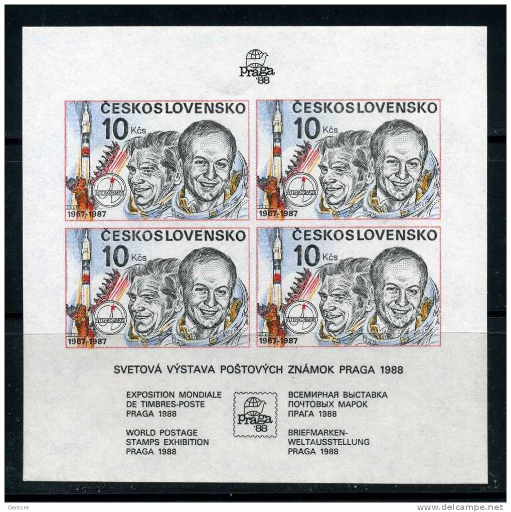 1987 CESKOSLOVENSKO  URSS Space Programme  Yvert Cat.Block N° 73  (not Perforated) Absolutely Perfect  MNH ** - Europa