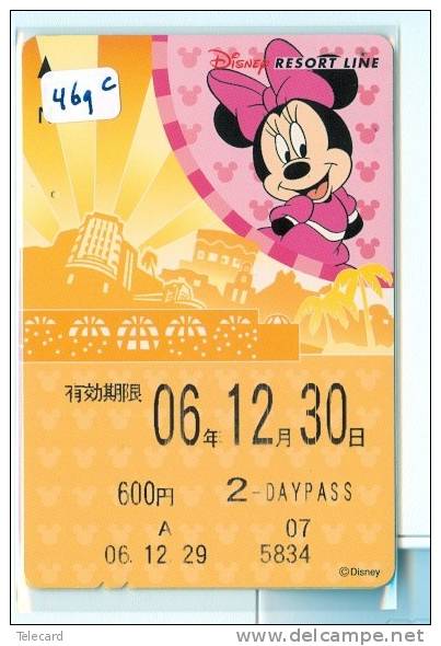 Carte Prépayée Japan (469c) DISNEY * 2-DAYPASS 600 YEN * TRAIN RESORT LINE *  PASSPORT * PASS - Disney