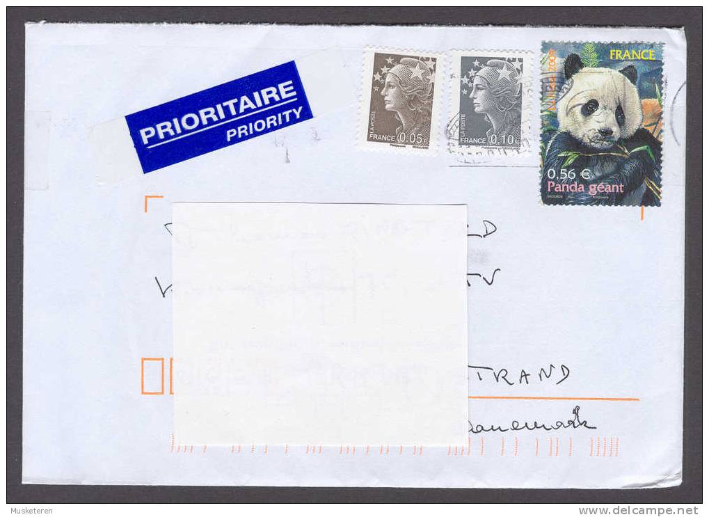 France PRIORITAIRE Label Dax 2009 Cover BRØNDBY STRAND Denmark Marianne & Panda Issues - Storia Postale