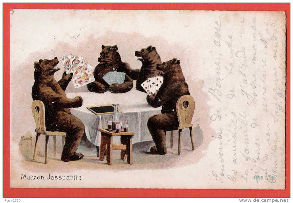 La Partie De Cartes, Par Une Famille D´ours... - Playing Cards