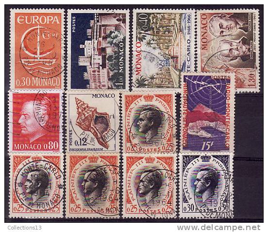 MONACO - 12 Timbres Obli - Used Stamps