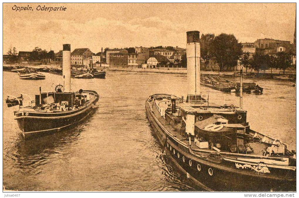 OPPELN (Pologne) Rivière Bateaux Vapeur Beau Plan - Pologne