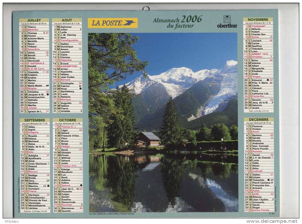 Almanach Du Facteur 2006 Haut Rhin Vue Mont Blanc Combloux - Grossformat : 2001-...