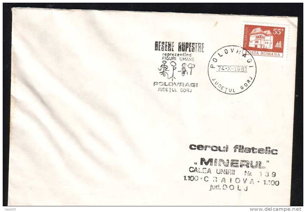 Prehistoire Peinture Rupestre,oblitération Concordante 1981- Hominin,Special Cancel - Paleoanthropology Cover - Romania - Prehistorie