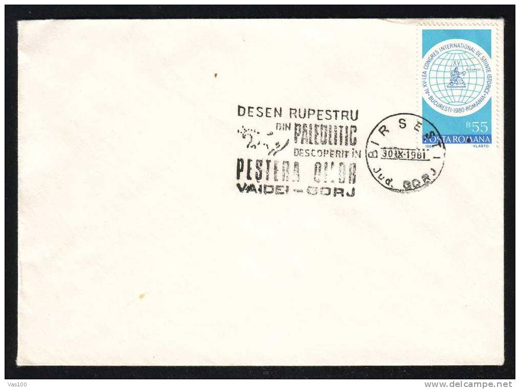 Prehistoire Peinture Rupestre,oblitération Concordante 1981- Hominin,Special Cancel - Paleoanthropology Cover - Romania - Prehistory