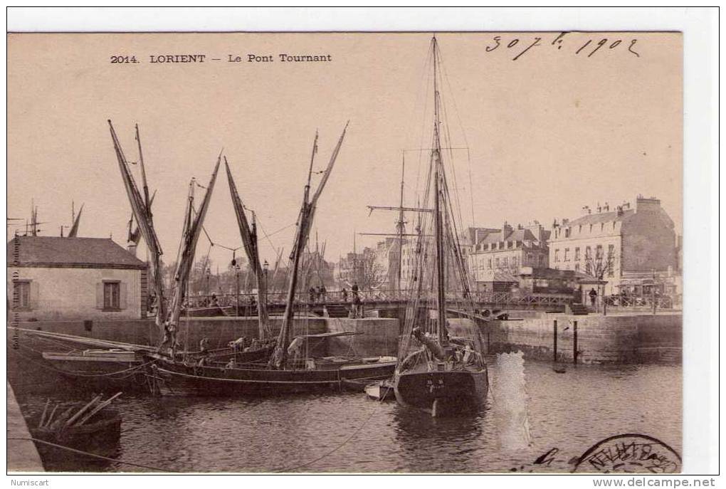 LORIENT...CPA...ANIMEE...LE PONT TOURNANT...BEAUX VOILIERS - Lorient