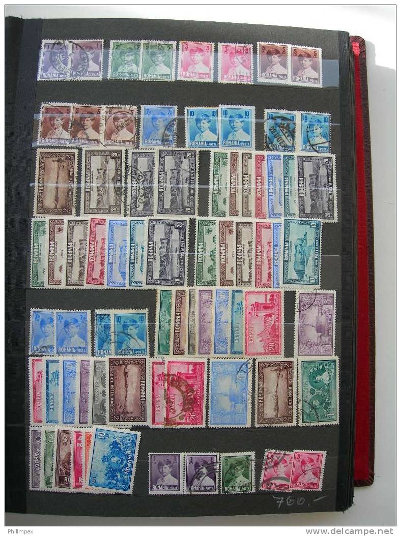 ROMANIA, HUGE STOCK BOOK OLD CATALOG VALE 30000 FF = Euro 5000 - Collections