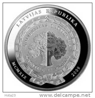 LATVIA  OWL ''LATVIAN UNIVERSITET'  1 LATS SILVER COIN  PROOF 2009 Y - Lettonie