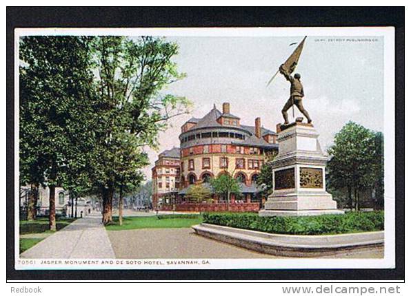 2 Early Postcards Jasper Monument & De Soto Hotel Savannah Georgia USA - Ref 456 - Savannah