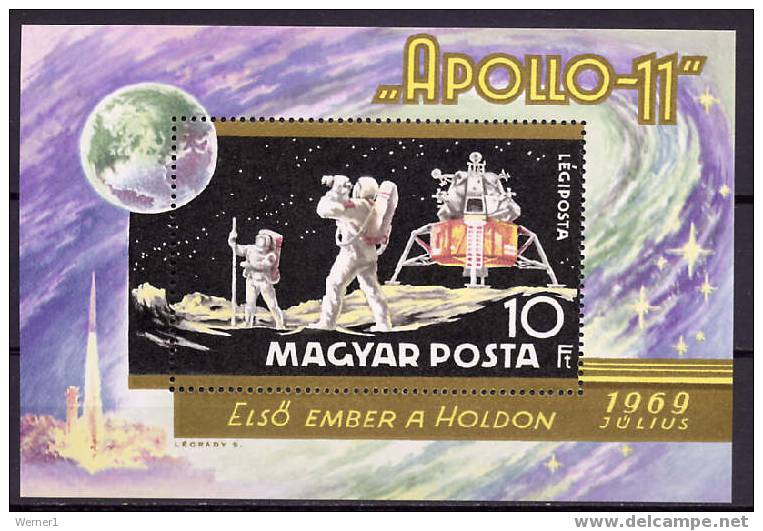 Hungary 1969 Space Apollo 11 S/s MNH - Europe