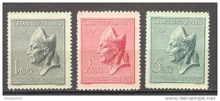 Czechoslovakia 1948 Mi. 515-17 Death Of Holy Todestag Von Adalbert MH - Ongebruikt