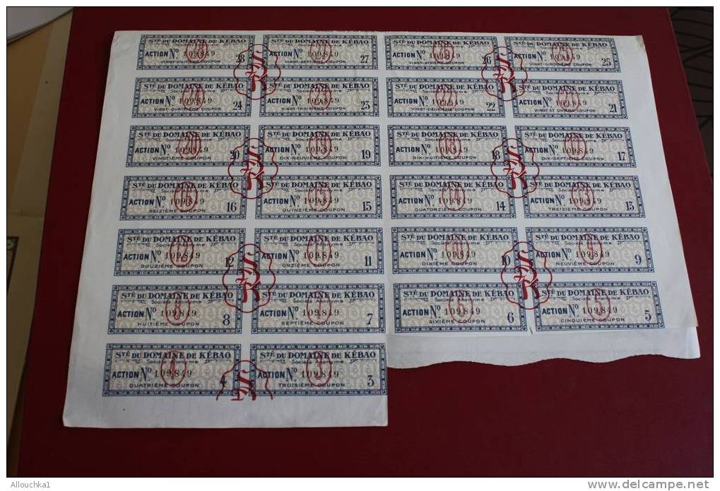 1927 SCRIPOPHILIE TITRE OU ACTION SOCIETE DU DOMAINE DE KEBAO ALGERIE  100 FRANCS - Industry