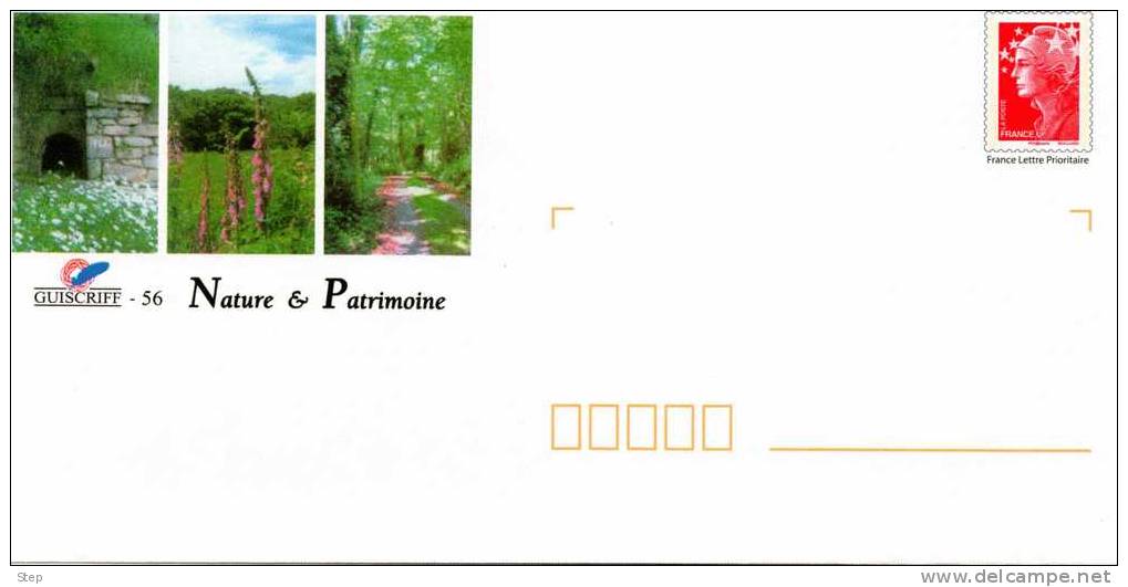 PAP GUISCRIFF (MORBIHAN) : RUINES, FLEURS Et SOUS-BOIS Timbre "BEAUJARD" - Prêts-à-poster:Overprinting/Beaujard