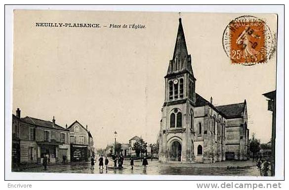 Cpa NEUILLY PLAISANCE Place De L'eglise -JOLI GROUPE D ENFANTS - Ed Rosette - Neuilly Plaisance