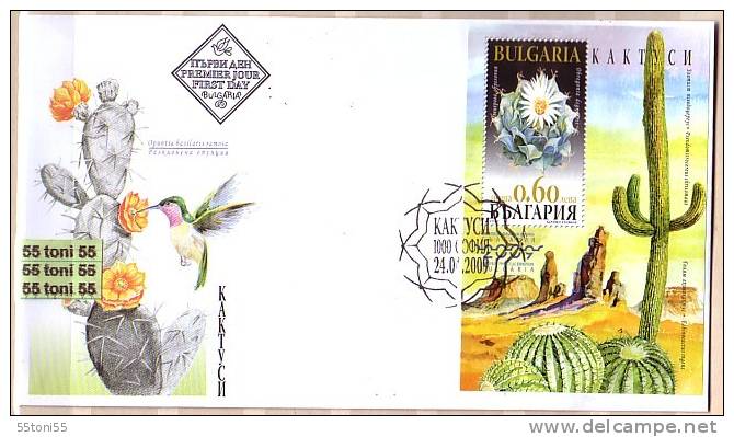 Bulgarie / Bulgaria 2009 European Phil. Exhibition – 2009 Cactusses S/S Imperf.- FDC  (Rare) - Cactus