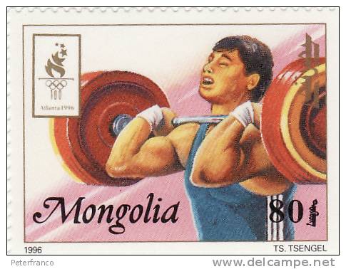 1996 Mongolia - Olimpiadi Di Atlanta - Gewichtheben