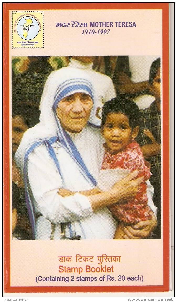 Indien Stamp Booklet 8MNH Stmp,Mother Teresa,Gandhi,Non Violence,By India Post,Issued On 21.08.2009. - Mother Teresa