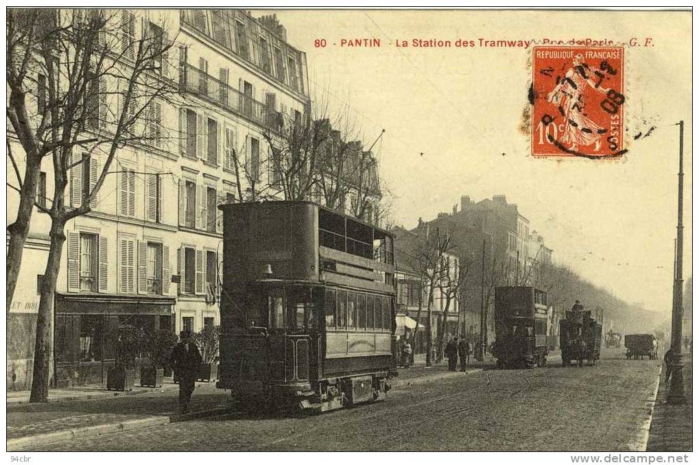 CPA (93) PANTIN  La Station Des Tramways Rue De Paris - Pantin