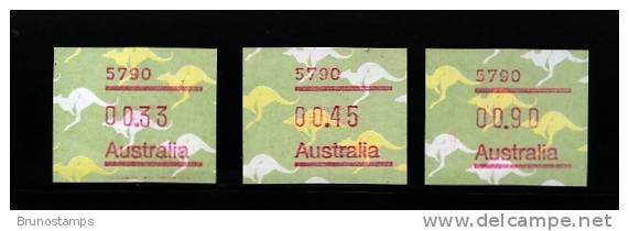 AUSTRALIA - 1985  FRAMAS  KANGAROO  POSTCODE  5790   BUTTON SET (33c.-45c.-90c.)  MINT NH - Automatenmarken [ATM]