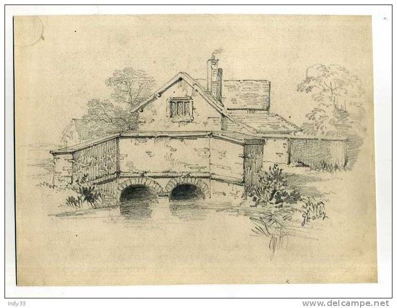 - VIEUX MOULIN A EAU . ECOLE  FIN XIXe S. SIGNE - Dessins