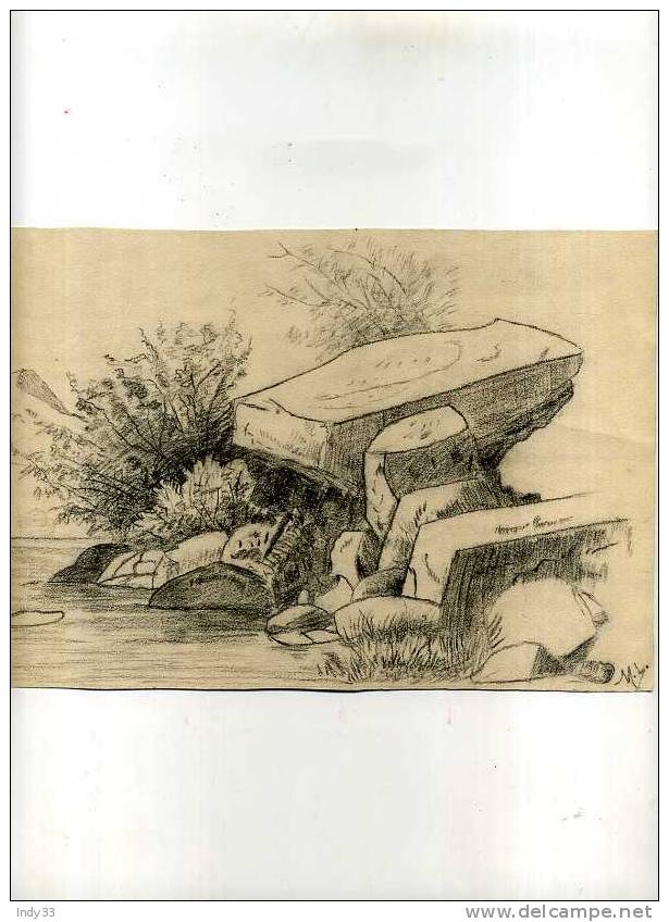 - PAYSAGE BORD DE L´EAU . DESSIN   SIGNE ET DATE 1901 - Dessins