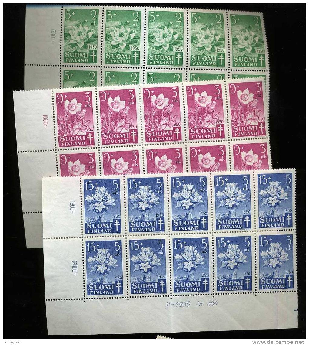 Finland 368/370  (mi 385/387)  Paix Avec Russie **  10 X Série FLEURS BLOEMEN FLOWERS ** Yvert Cote 85 E - Unused Stamps