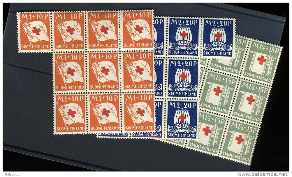 Finland **  156/158  (mi 158/160)   10 X Croix Rouge  Red Cross   ** Yvert Cote 135 E - Unused Stamps