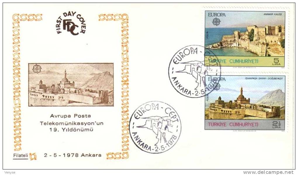 Env. FDC TURQUIE ¤ EUROPA  Monuments 1978 - FDC