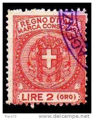 1936 - MARCA DA BOLLO CONSOLARE - Lire 2 (oro) - Steuermarken