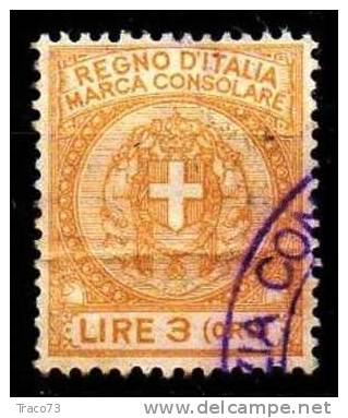 1936 - MARCA DA BOLLO CONSOLARE - Lire 3 (oro) - Fiscaux