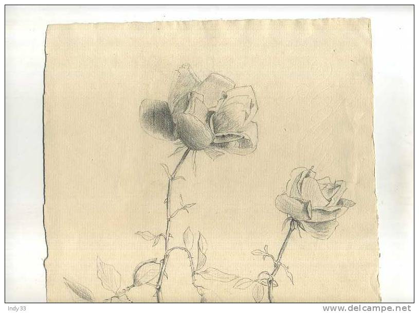 - ETUDE DE FLEURS  . DESSIN  D´ELEVE SIGNE ET DATE 1906 ? - Zeichnungen