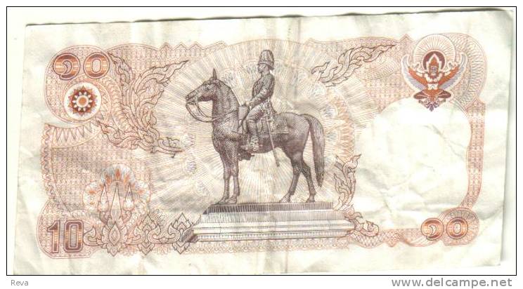 THAILAND 10 BAHT BROWN MAN FRONT & HORSE ANIMAL BACK ND(1980)-2523BE P.87 SIGN.53 READ DESCRIPTION !! - Tailandia