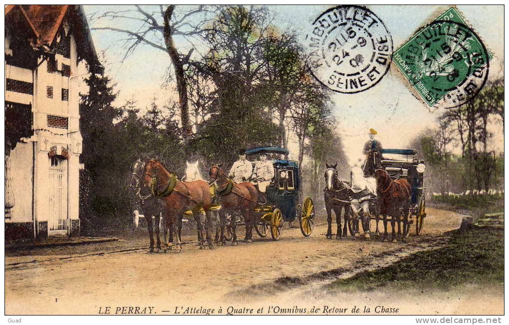 CHASSE A COURRE - LE PERRAY - ATTELAGE A QUATRE ET L'OMNIBUS DE RETOUR DE CHASSE - Le Perray En Yvelines