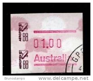 AUSTRALIA - 1987  FRAMAS ECHIDNA   $ 1   AEROPEX  88  OVERPRINT  FINE USED - Timbres De Distributeurs [ATM]