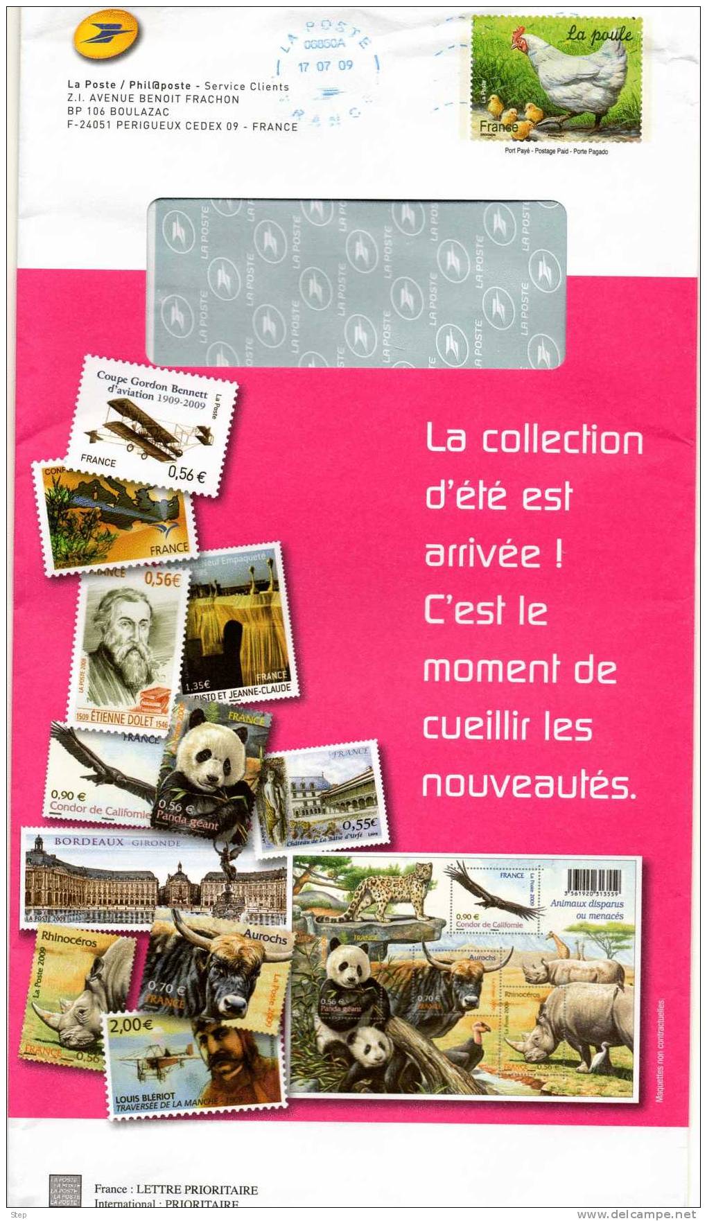 PAP TSC PHILAPOSTE Pour Envoi Du Catalogue Timbre "LA POULE" - Prêts-à-poster:Stamped On Demand & Semi-official Overprinting (1995-...)