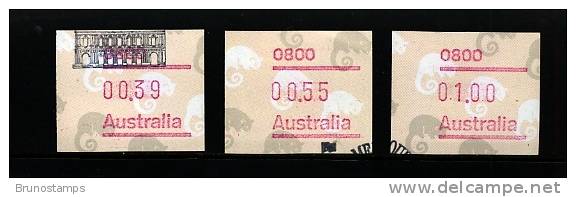 AUSTRALIA - 1988  FRAMAS  POSSUM   POSTCODE   0800 (DARWIN)  BUTTON SET (39c.-55c.-$1)  FINE USED - Automaatzegels [ATM]