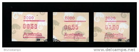 AUSTRALIA - 1988  FRAMAS  POSSUM   POSTCODE   2000 (SYDNEY)  BUTTON SET (39c.-55c.-$1)  FINE USED - Machine Labels [ATM]
