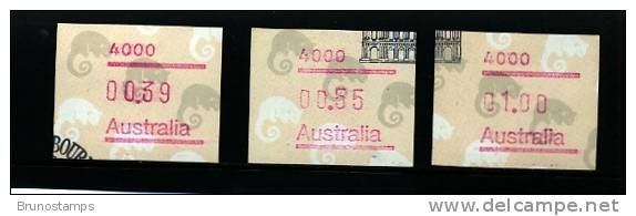 AUSTRALIA - 1988  FRAMAS  POSSUM   POSTCODE   4000 (BRISBANE)   BUTTON SET (39c.-55c.-$1)  FINE USED - Machine Labels [ATM]
