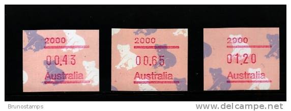 AUSTRALIA - 1990  FRAMAS  KOALAS  POSTCODE  2000 (SYDNEY)  BUTTON SET  (43c.-65c.-$1.20)  MINT NH - Timbres De Distributeurs [ATM]