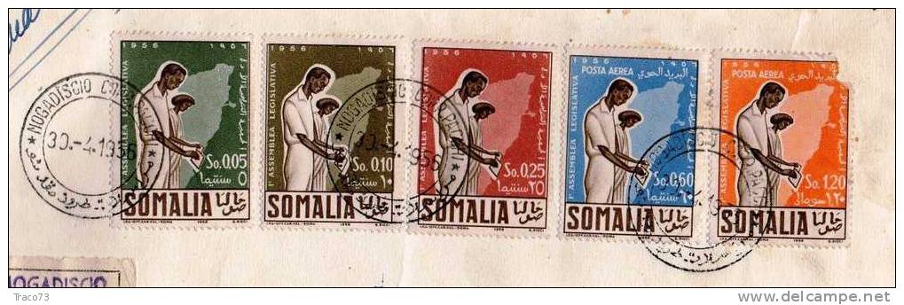 30.04.1956 - SOMALIA  - A.F.I.S. -   0,05 + 0,10 + 0,25 + 0,60 + 1,20 - RACCOMANDATA VIA MARE - Somalie (AFIS)