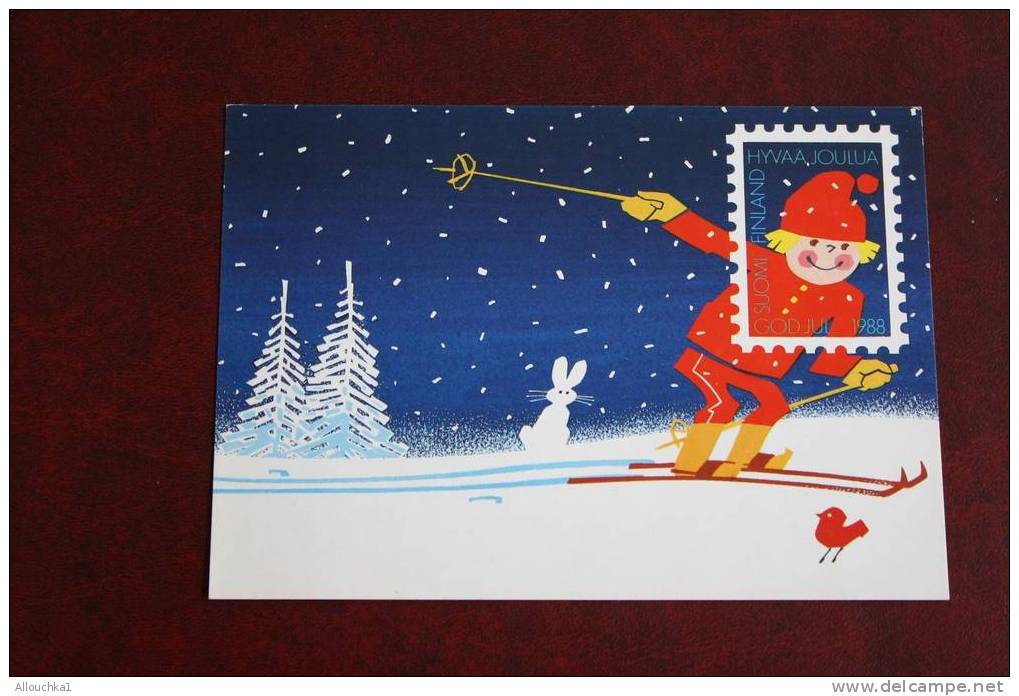 1811-1988  CARTE MAXIMUM KARTEN SUOMI FINLAND  FINLANDE  JOYEUX NOEL ET BONNE ANNEE  CARD CM OFFICIELLE AUFLAGE 18 000 - Cartes-maximum (CM)