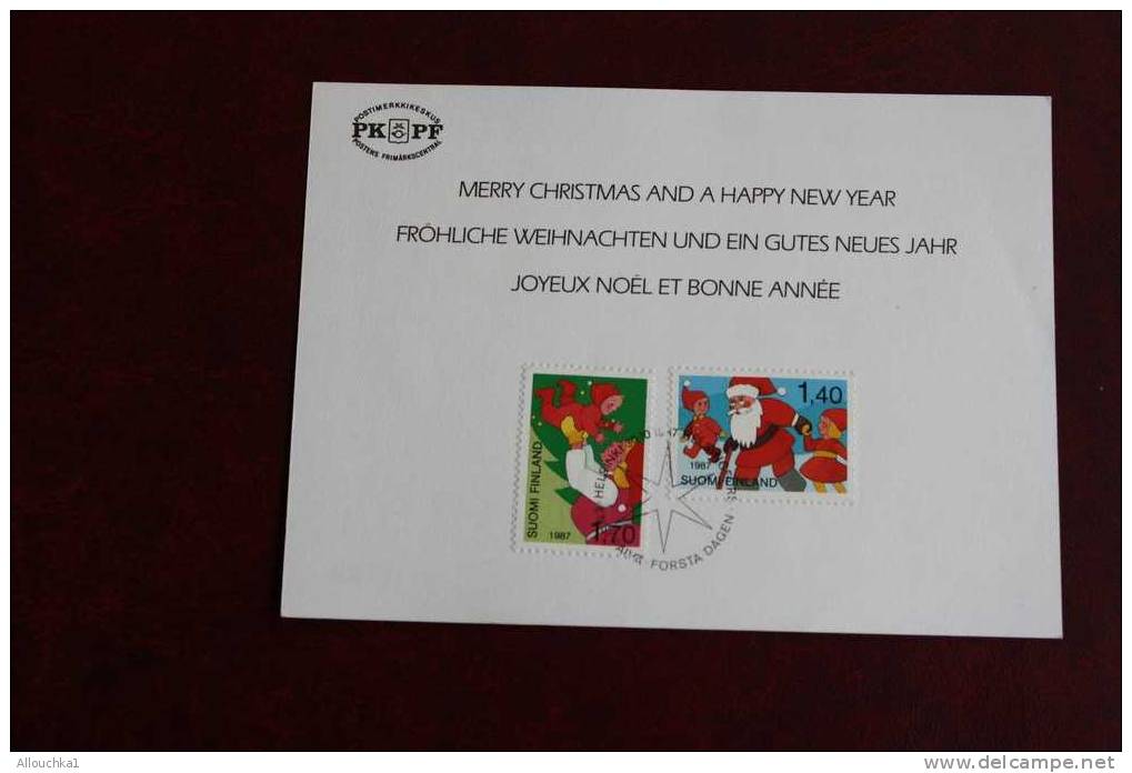 1987 CARTE MAXIMUM KARTEN SUOMI FINLAND FINLANDE JOYEUX NOEL NEW YEAR  BONNE ANNEE MERRY CHRISTMAS & CARD CM OFFICIELLE - Cartes-maximum (CM)