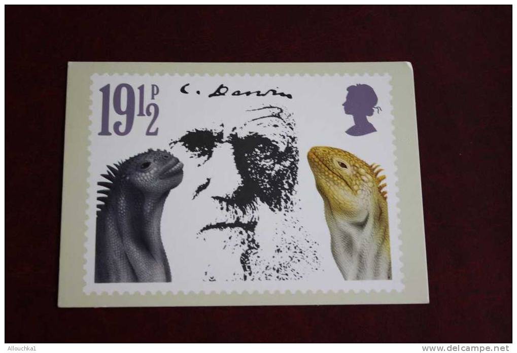 10 FEB 1982  CARTE MAXIMUM KARTEN CHARLES DARWIN IGUANAS IGUANES   CARD CM OFFICIELLE FDC - Cartes PHQ