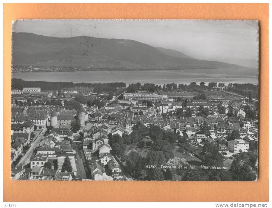 F850 Yverdon Et Le Lac De Neuchatel. Vue Aérienne. Cachet Grandson 1951 Vers Paris - Grandson