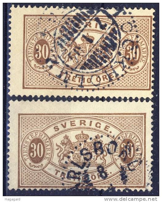 ##Sweden 1881-86: Service-stamp. Michel 9Ba & B. Cancelled (o) - Dienstmarken