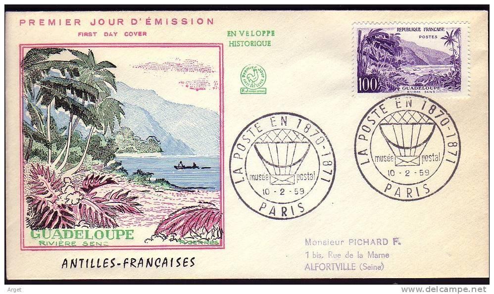 FDC FRANCE N° Yvert 1194  (Guadeloupe) Obl Sp  Ill  1er Jour 1959  RR - 1950-1959