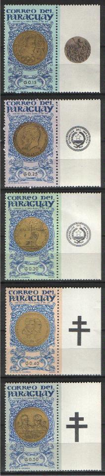 PARAGUAY - 1965 - MONNAIS ET MEDAILLES DIVERS YT 780/784 ** - Kennedy (John F.)